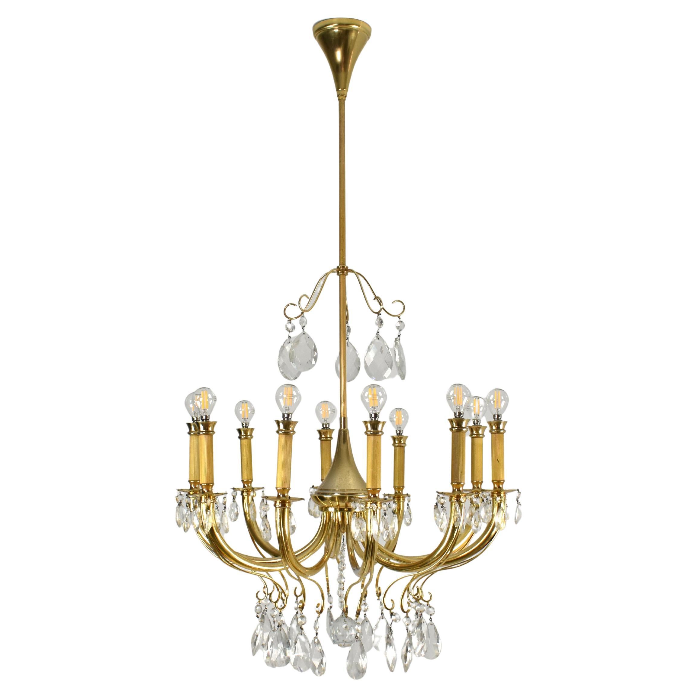 1950's Italian Crystal Chandelier by Oscar Tolasco for Lumi Milano