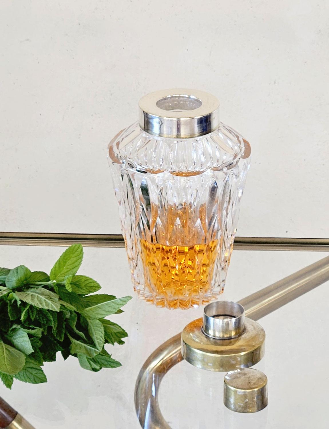 Metal 1950s Italian Crystal Cocktail Shaker