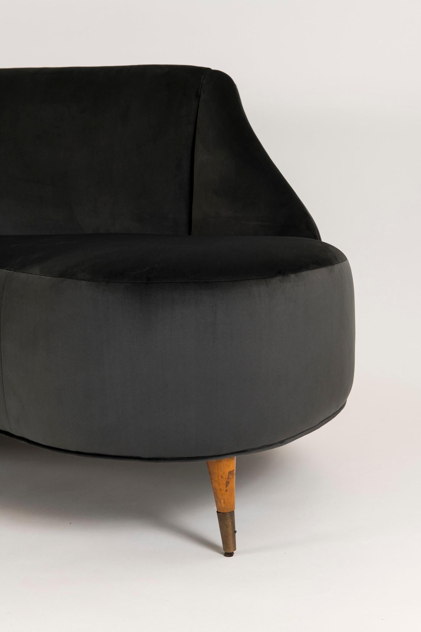 Mid-20th Century 1950s Italian Curved Back Sofa