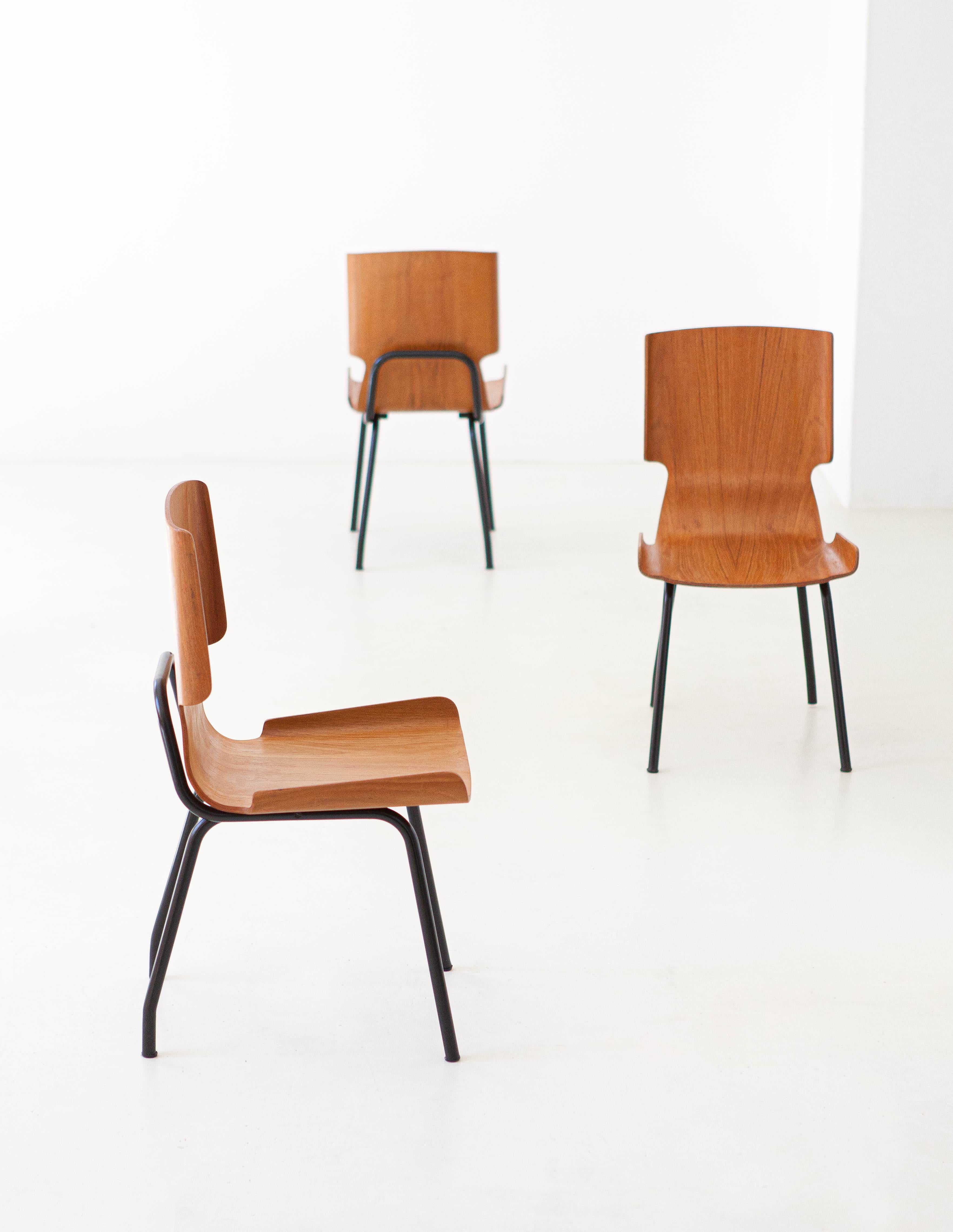 1950s Italian Curved Teak Chairs by SCC Societa’ Compensati Curvi, Set of Six For Sale 6