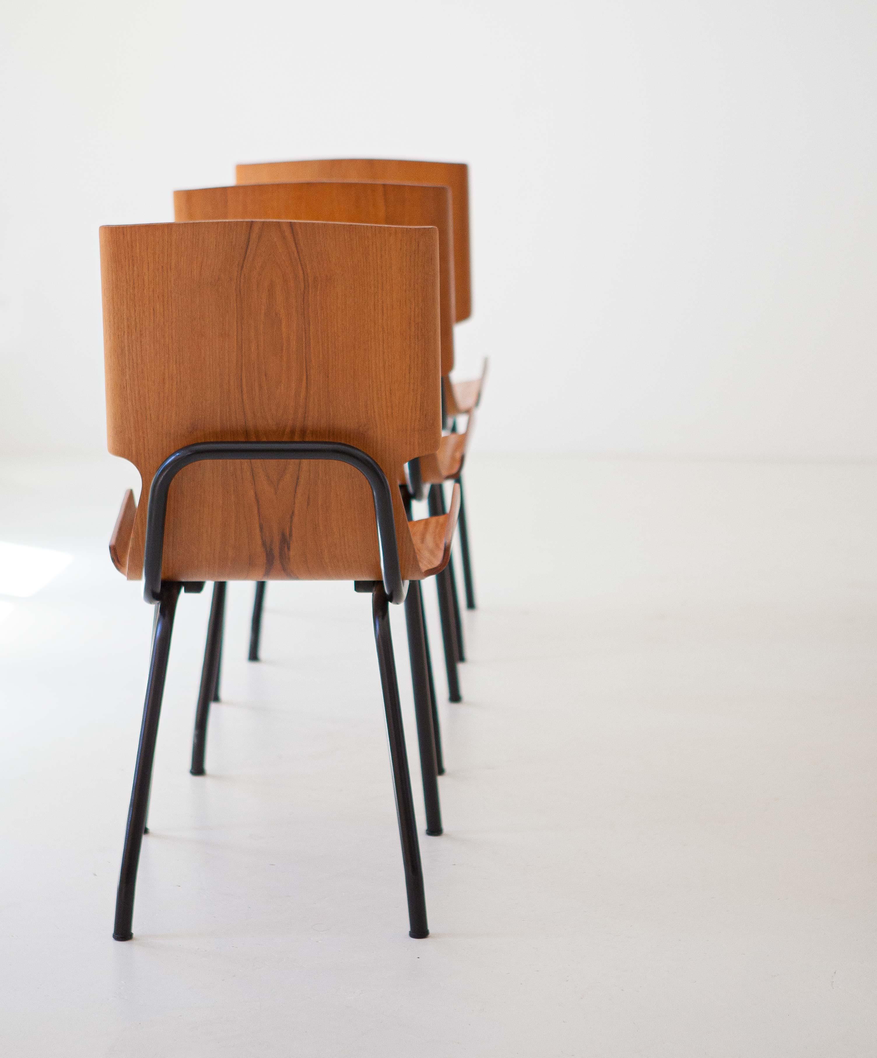 1950s Italian Curved Teak Chairs by SCC Societa’ Compensati Curvi, Set of Six For Sale 8