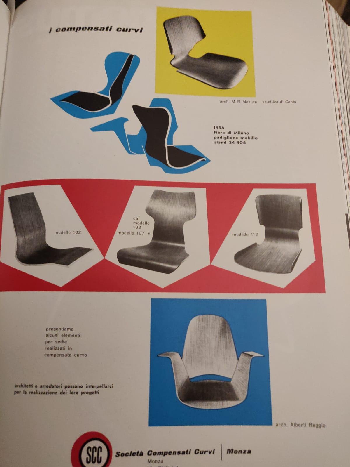 1950s Italian Curved Teak Chairs by SCC Societa’ Compensati Curvi, Set of Six For Sale 10