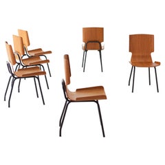 1950s Italian Curved Teak Chairs by SCC Societa’ Compensati Curvi, Set of Six