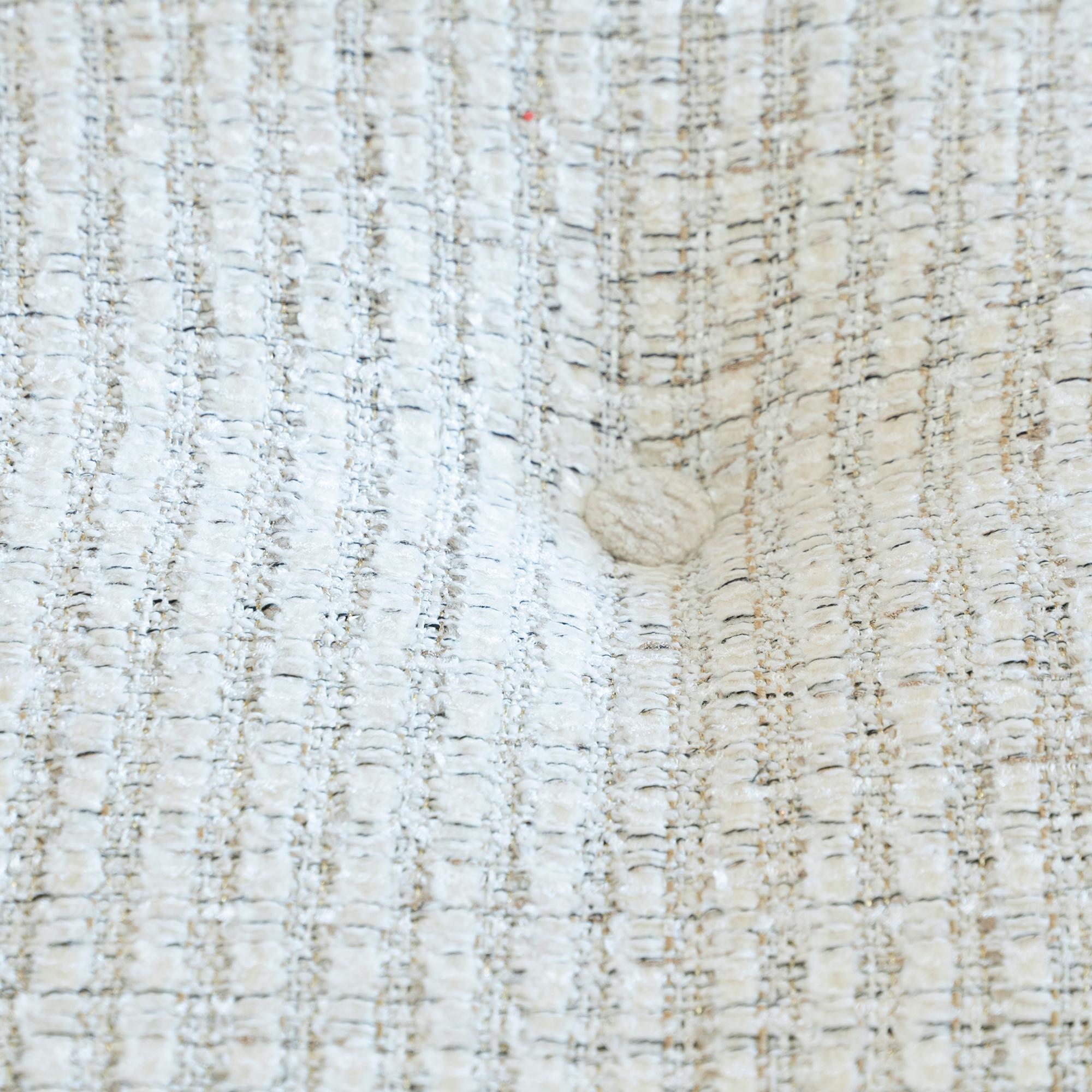 1950s Italian Daybed in Raffia and Chanel Woven Fabric, Wood Details 5