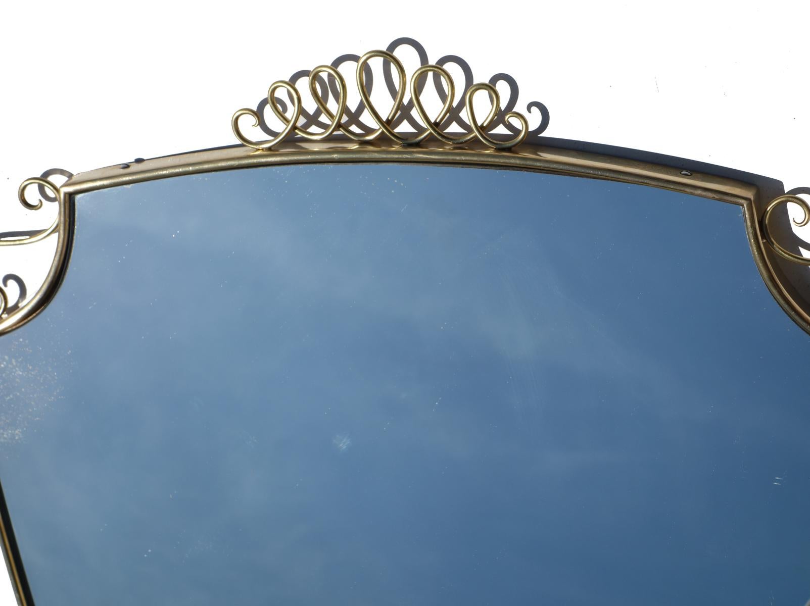 Mid-Century Modern 1950s Italian Design Brass Wall Mirror