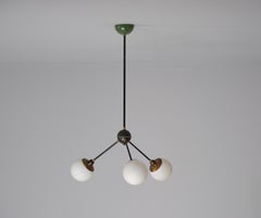 1950s Italian Design Chandelier in brass with Three Lights