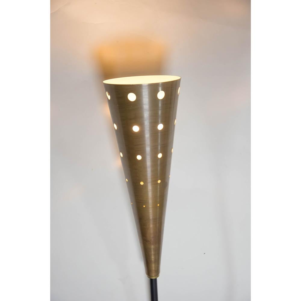 1950s Italian Design Floor Lamp Brass Structure and Shades Attributed to Stilux 1