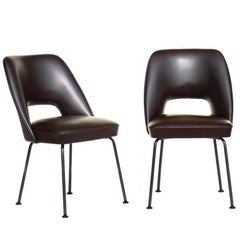 1950s Italian Design Midcentury Brown Pair of Lounge Chairs