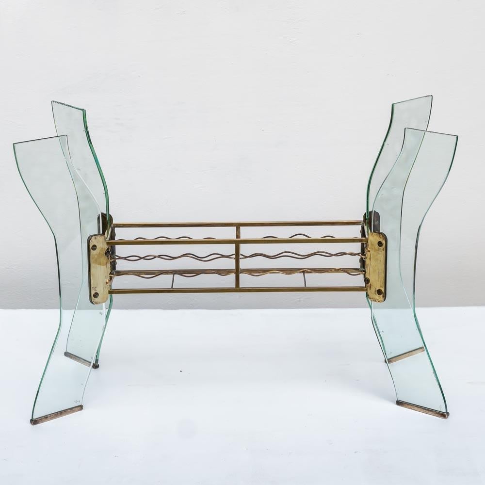 Mid-Century Modern 1950s Italian Design Rectangular Glass Coffee Table Attributed to Luigi Brusotti For Sale