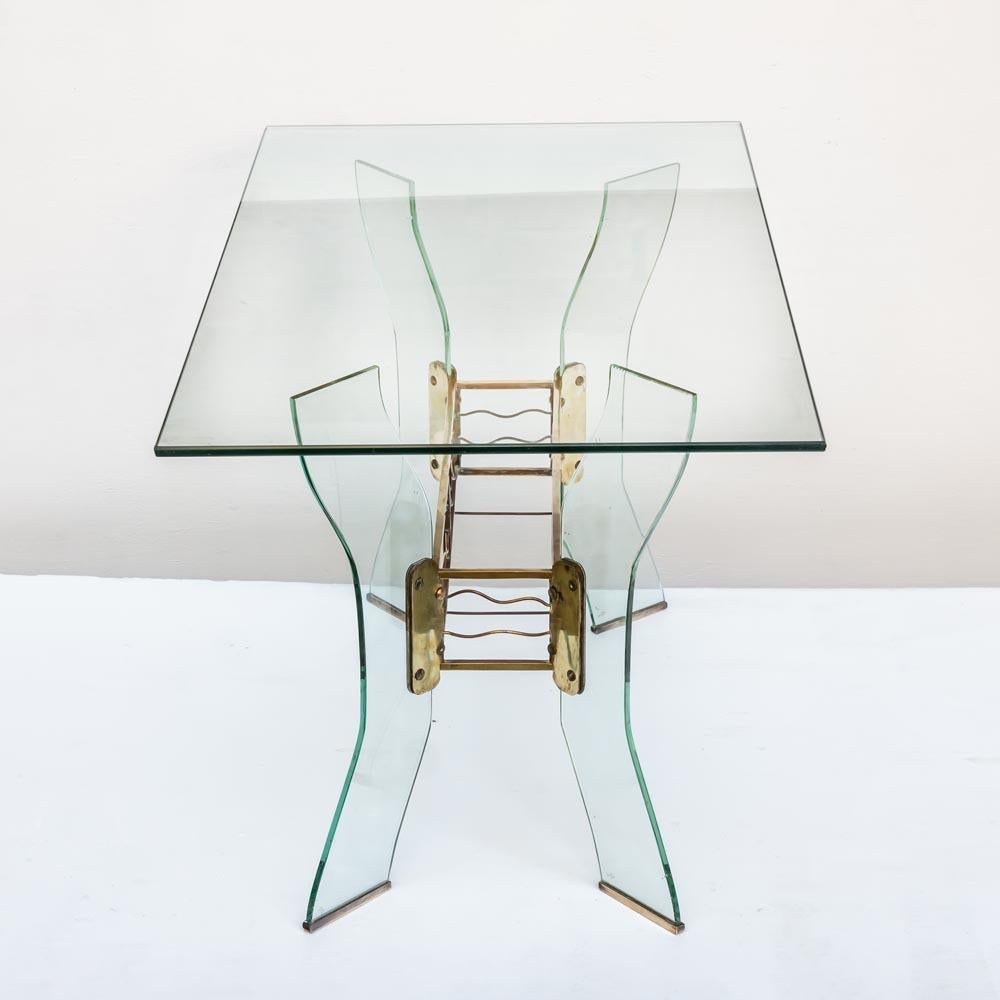 1950s Italian Design Rectangular Glass Coffee Table Attributed to Luigi Brusotti In Good Condition For Sale In London, GB
