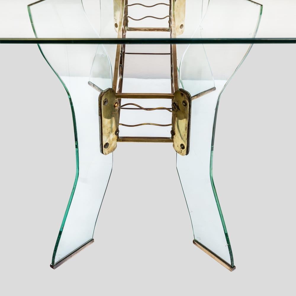 Mid-20th Century 1950s Italian Design Rectangular Glass Coffee Table Attributed to Luigi Brusotti For Sale