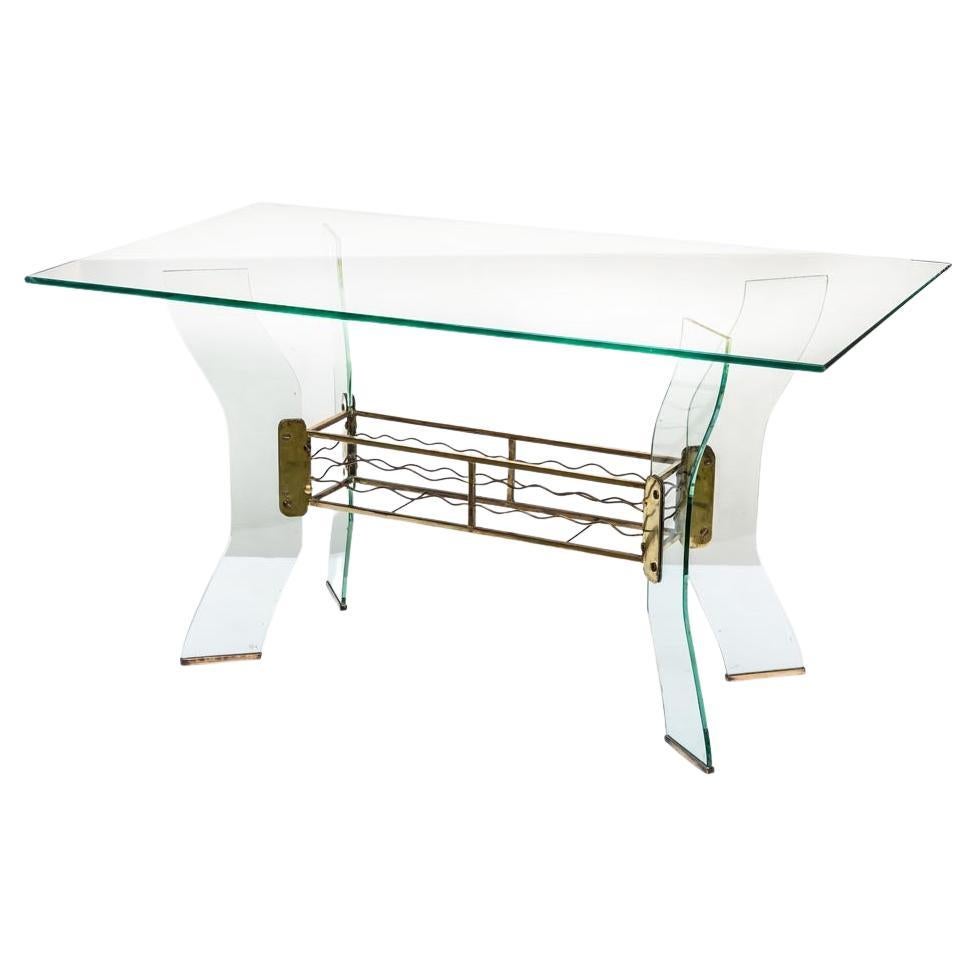 1950s Italian Design Rectangular Glass Coffee Table Attributed to Luigi Brusotti For Sale