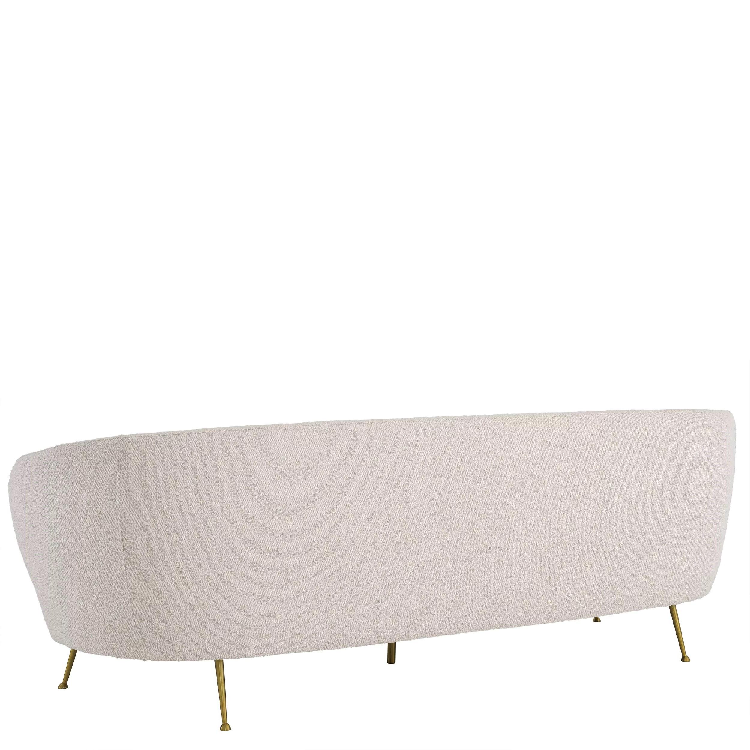 1950er Jahre Italienisch Design Stil Bouclé Stoff und Messingfüße Sofa im Zustand „Neu“ im Angebot in Tourcoing, FR