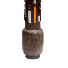 1950s Italian Design Terra Orange and White Studio Ceramic Lamp by Aldo Londi