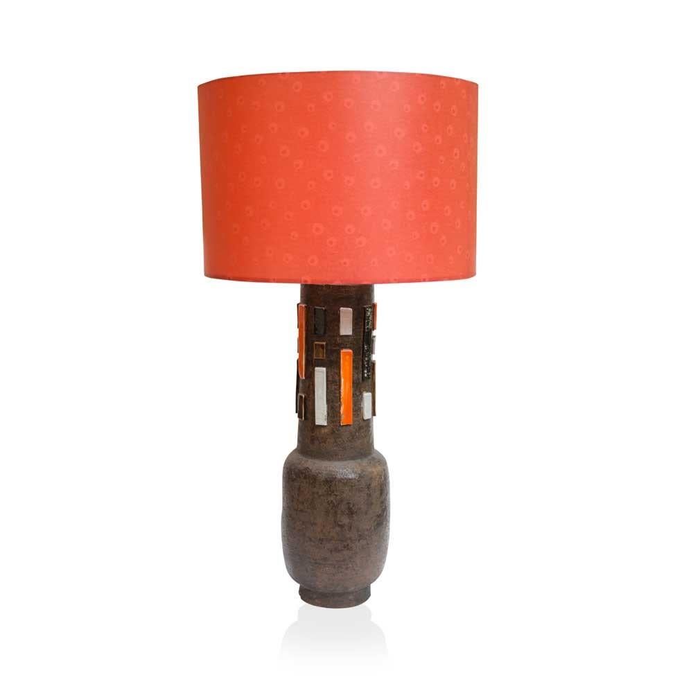 Mid-Century Modern 1950s Italian Design Terra Orange and White Studio Ceramic Lamp by Aldo Londi For Sale