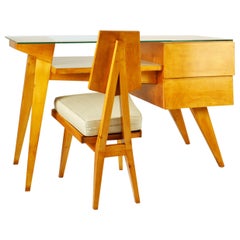 Scrivania e sedia italiana degli anni '50 alla maniera di Gio Ponti
