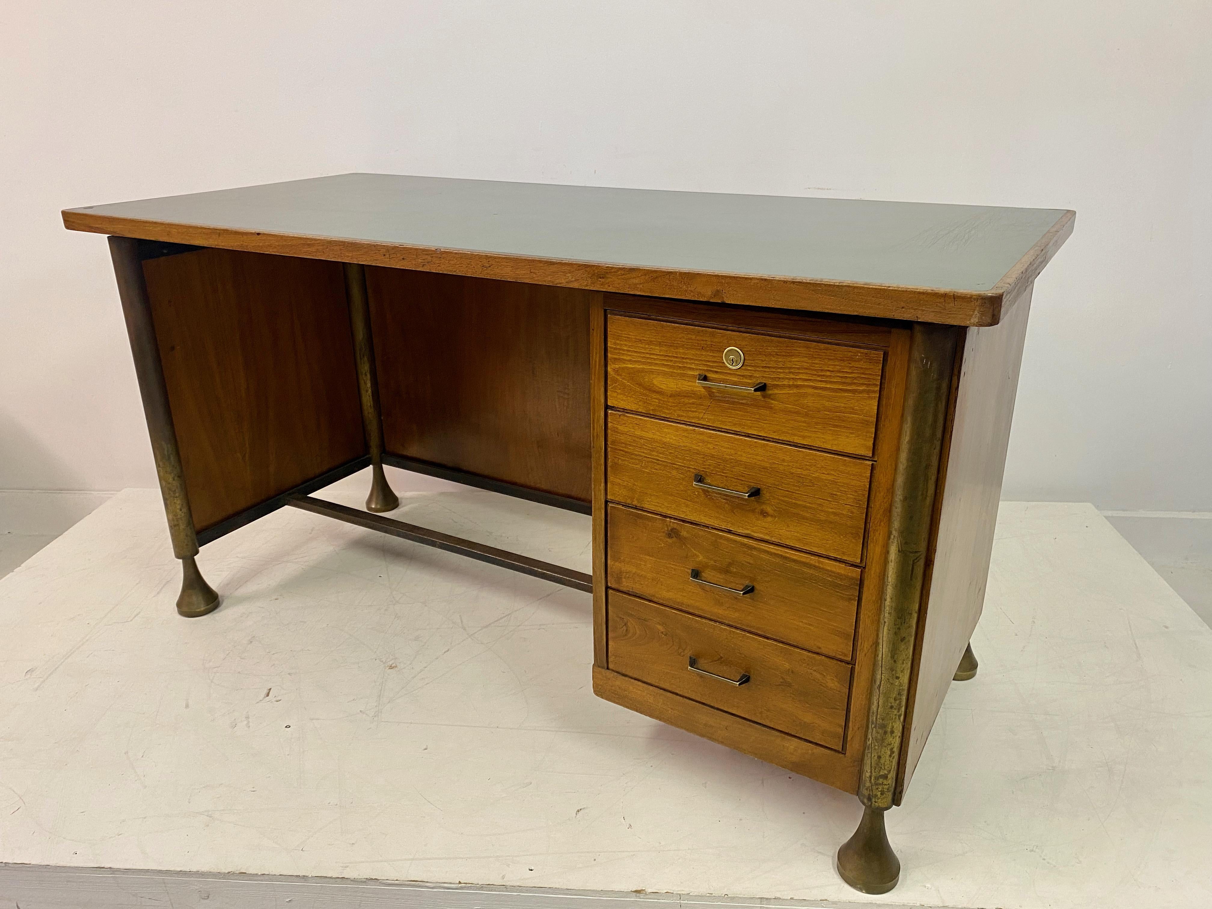 1950s Italian Desk with Bronze Legs 5