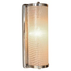 1950s Italian diamond 'Lattice' glass Wall Light with chrome frame