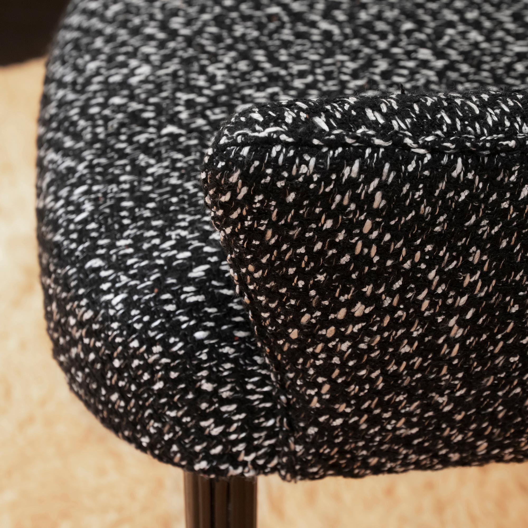 Italian Dining Chairs, Black Lacquered Wood, Black/White Wool Fabric, Set of 4 2