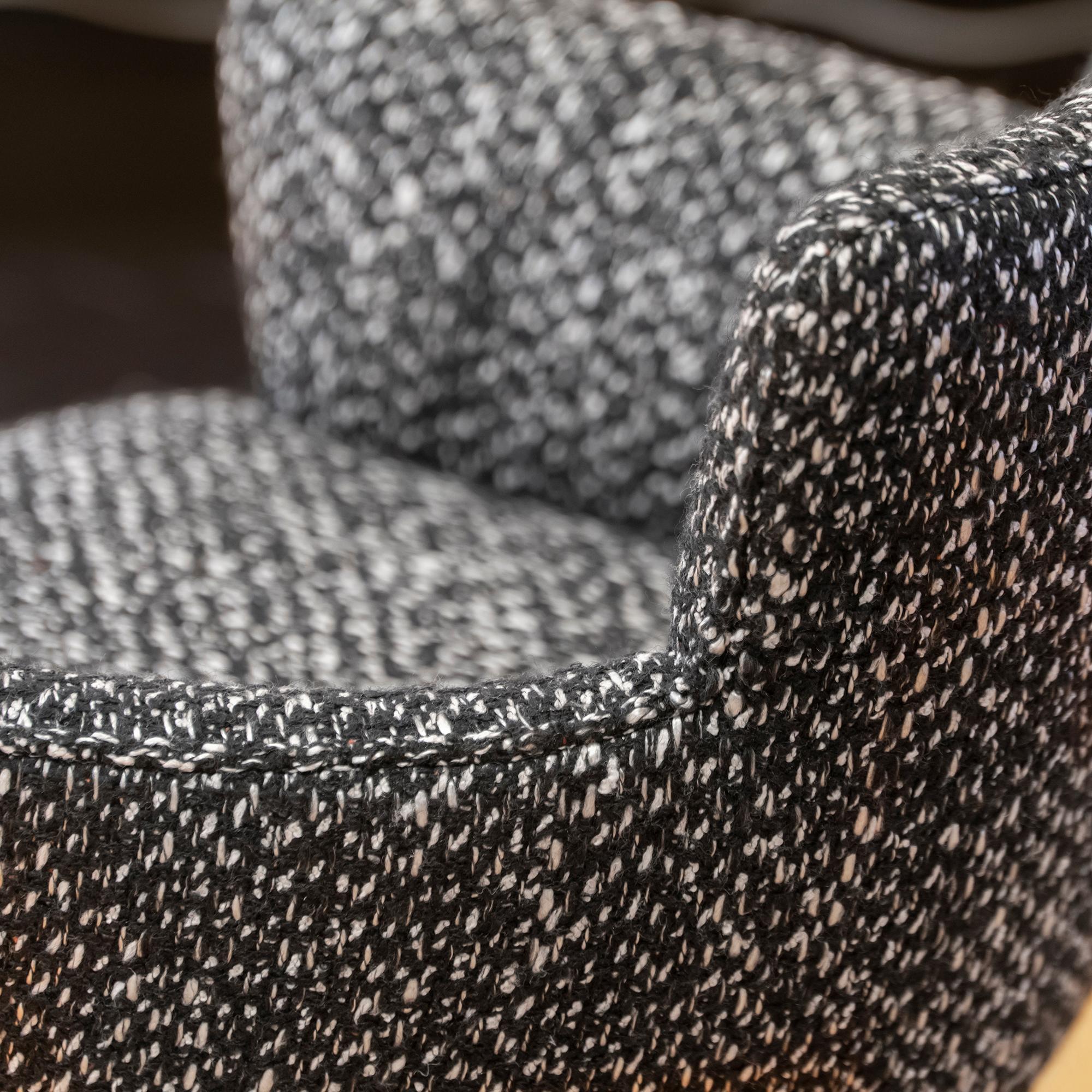 Italian Dining Chairs, Black Lacquered Wood, Black/White Wool Fabric, Set of 4 4