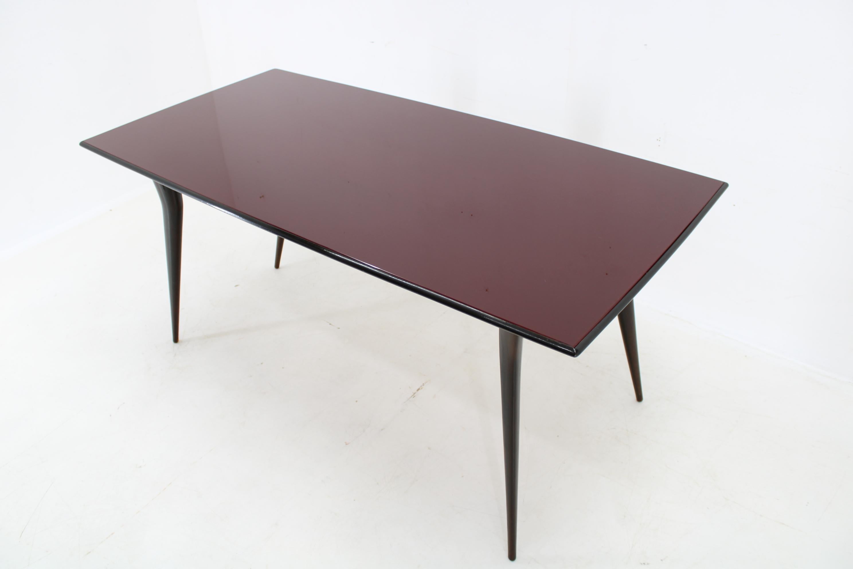 1950s Italian Dining Table in Ico Parisi Style with Glass Top For Sale 5