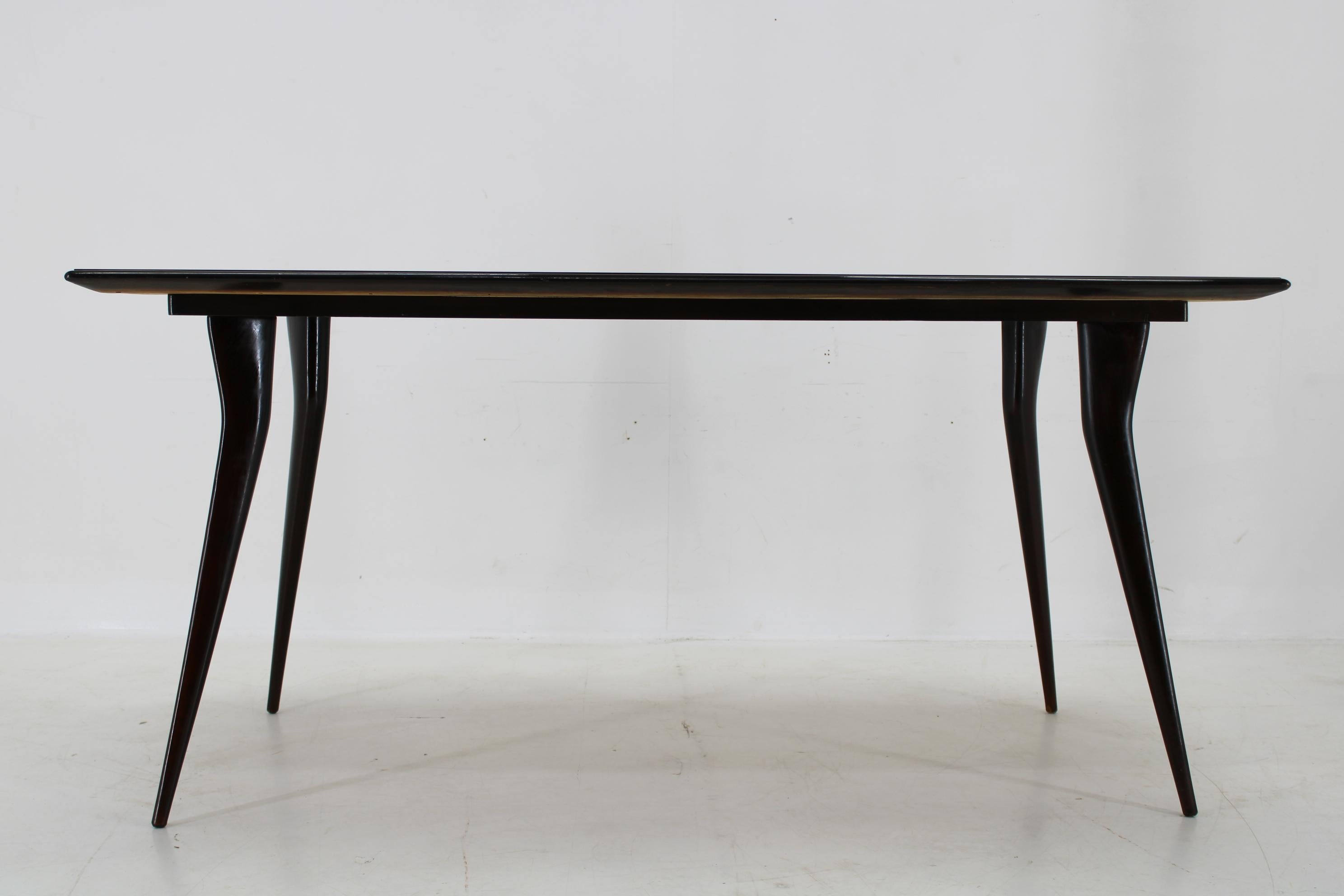 - Good original condition with minor signs of use 
- Stained and lacquered beech wood  
- Sturdy and stable 