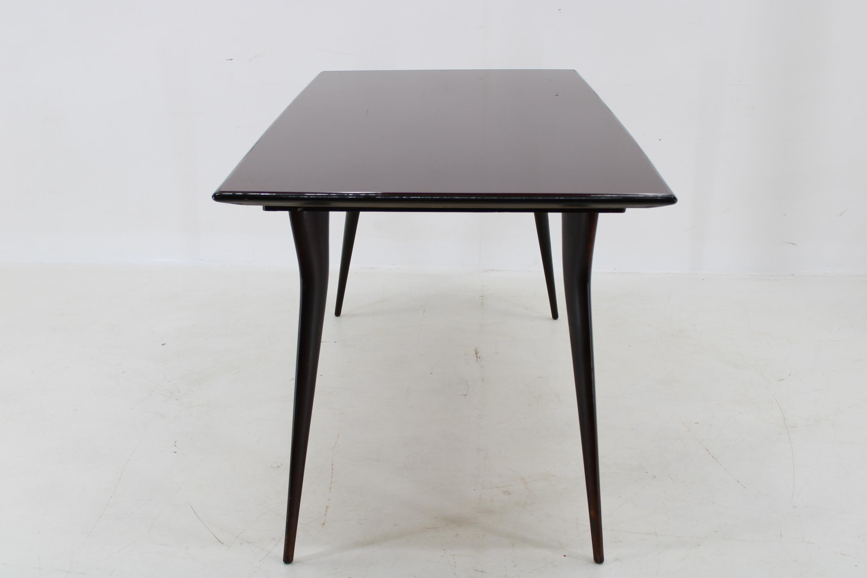 20th Century 1950s Italian Dining Table in Ico Parisi Style with Glass Top For Sale