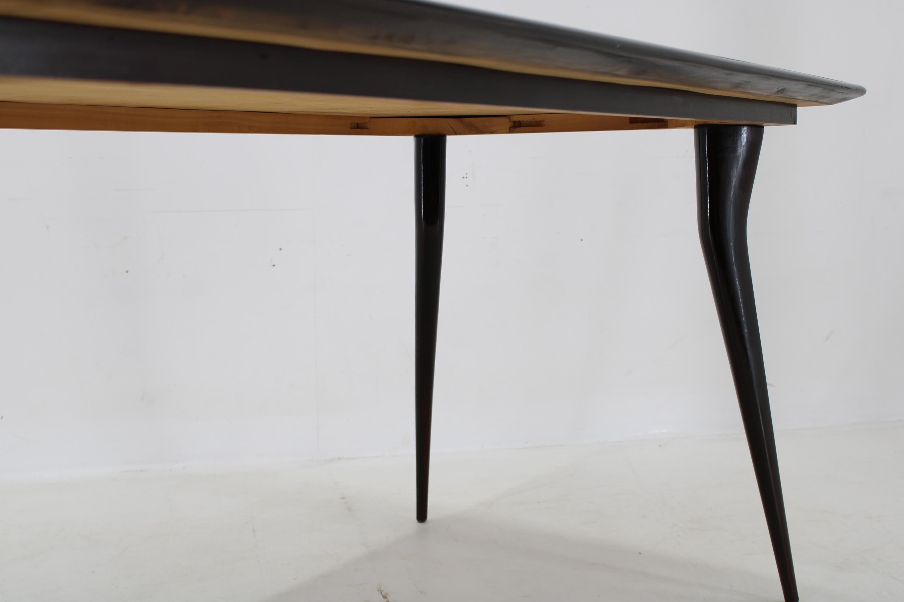 1950s Italian Dining Table in Ico Parisi Style with Glass Top For Sale 3