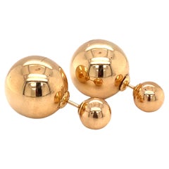 1950s Italian Double Ball Post Earrings in 14 Karat Gold