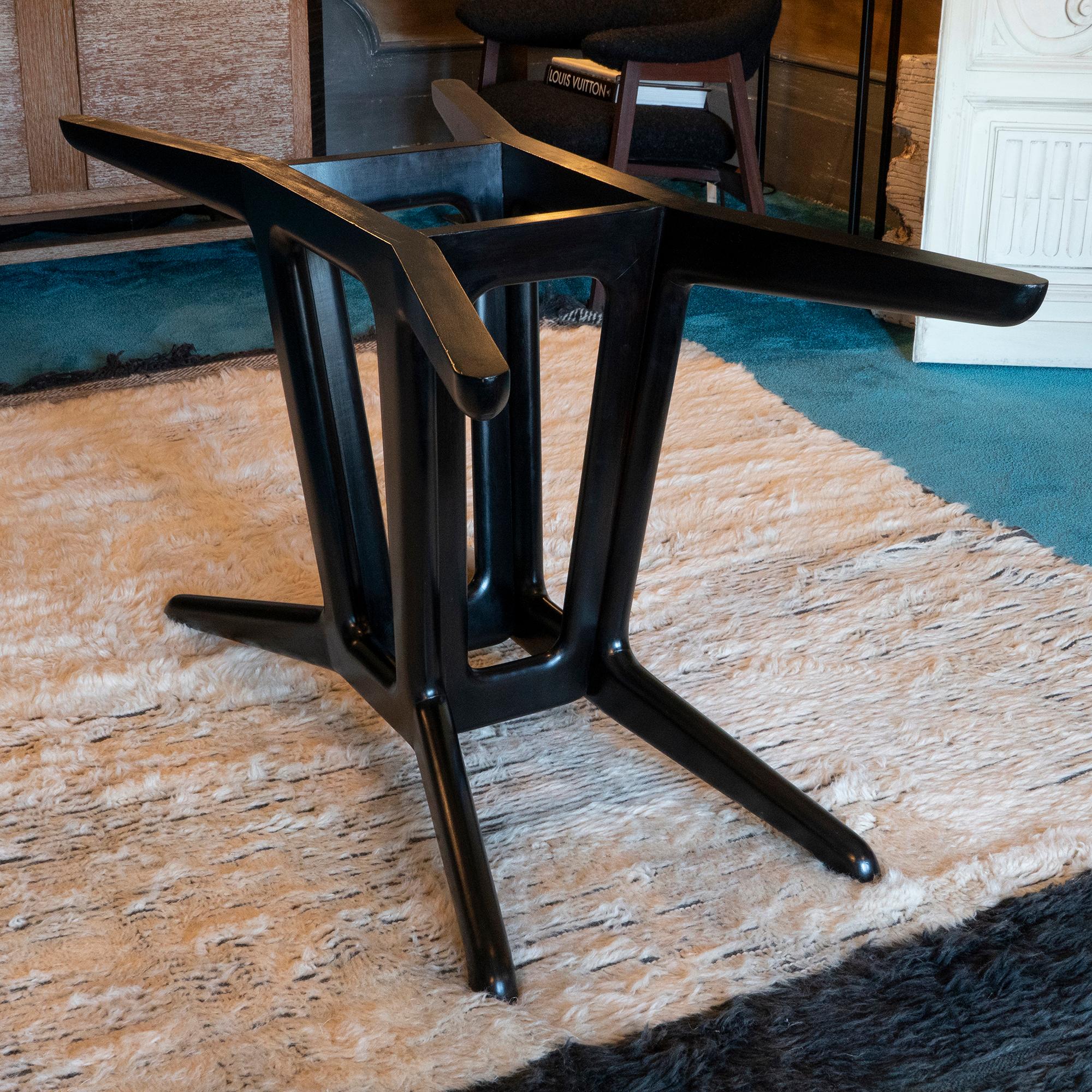 1950s Italian Ebonized Cherry Wood Dining Table in the Style of Carlo Mollino 1
