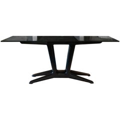 1950s Italian Ebonized Cherry Wood Dining Table in the Style of Carlo Mollino