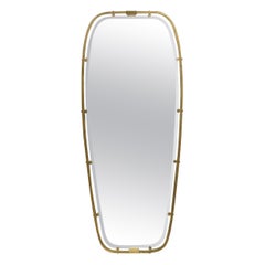 1950s Italian Elegance Long Floating Wall Mirror Solid Brass Style Gio Ponti 1950s Italian Elegance Long Floating Wall Mirror Solid Brass Style Gio Ponti