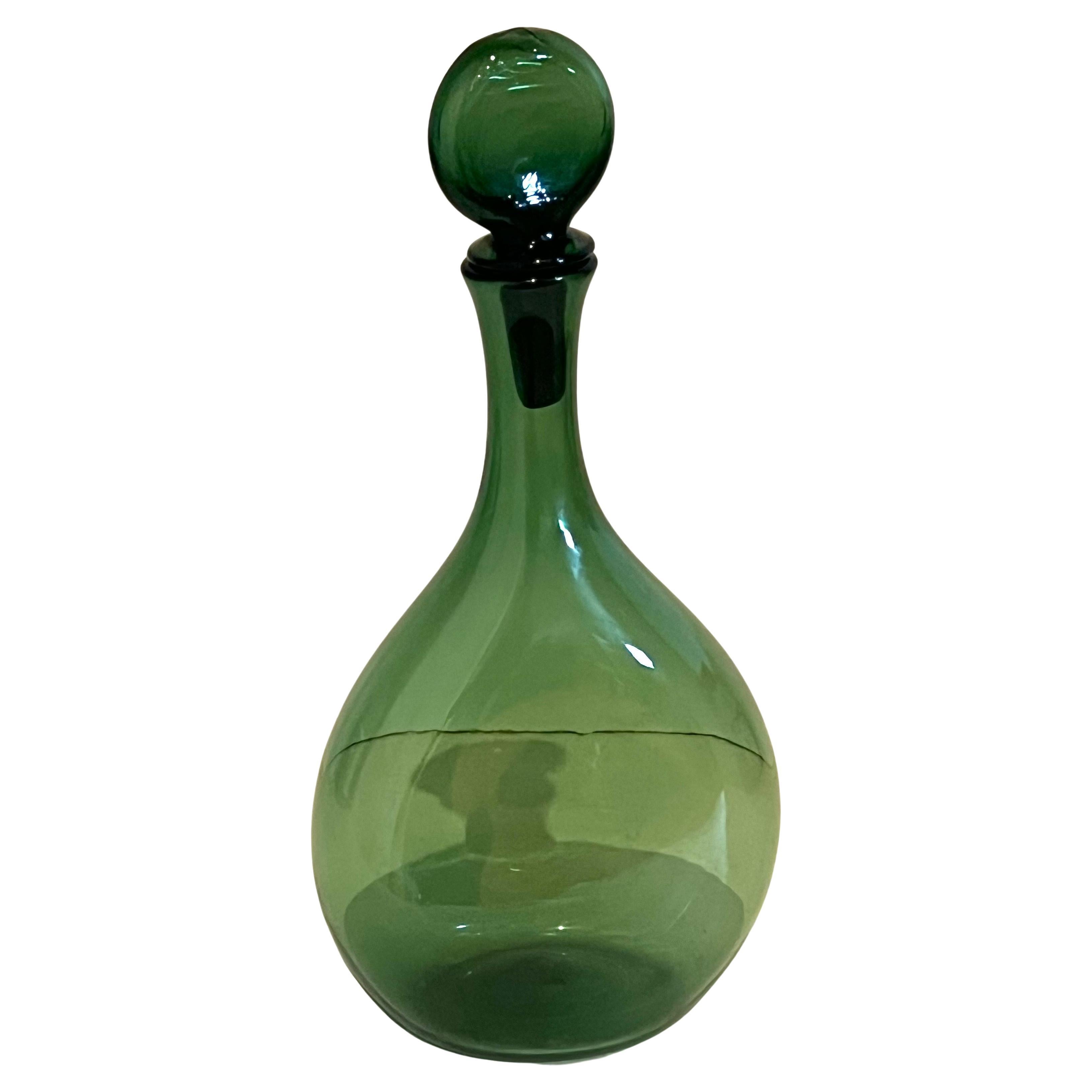 Mid-Century Modern Carafe à décanter en verre Empoli d'Italie des années 50 - Modernité du milieu du siècle dernier en vente
