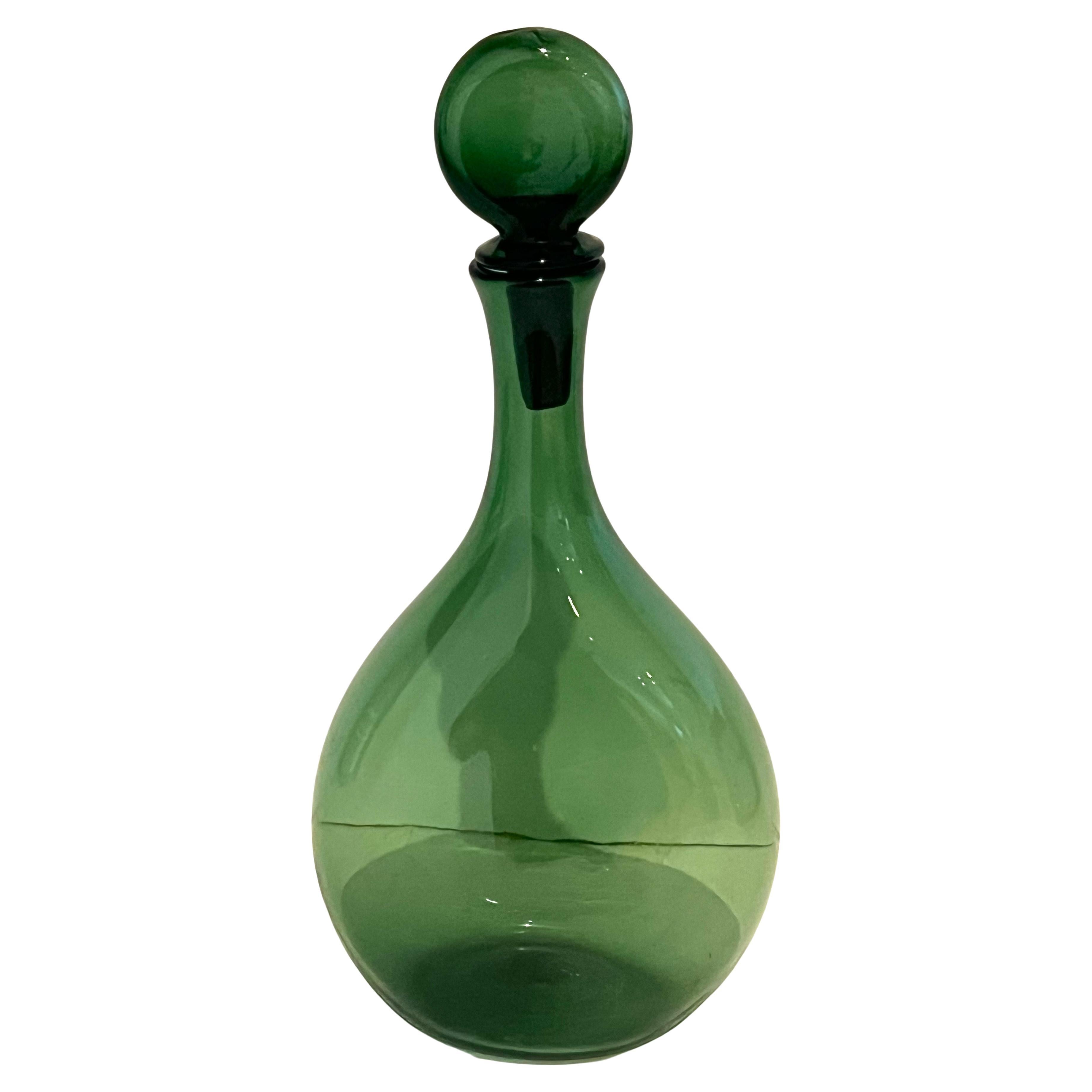 Carafe à décanter en verre Empoli d'Italie des années 50 - Modernité du milieu du siècle dernier Excellent état - En vente à San Diego, CA