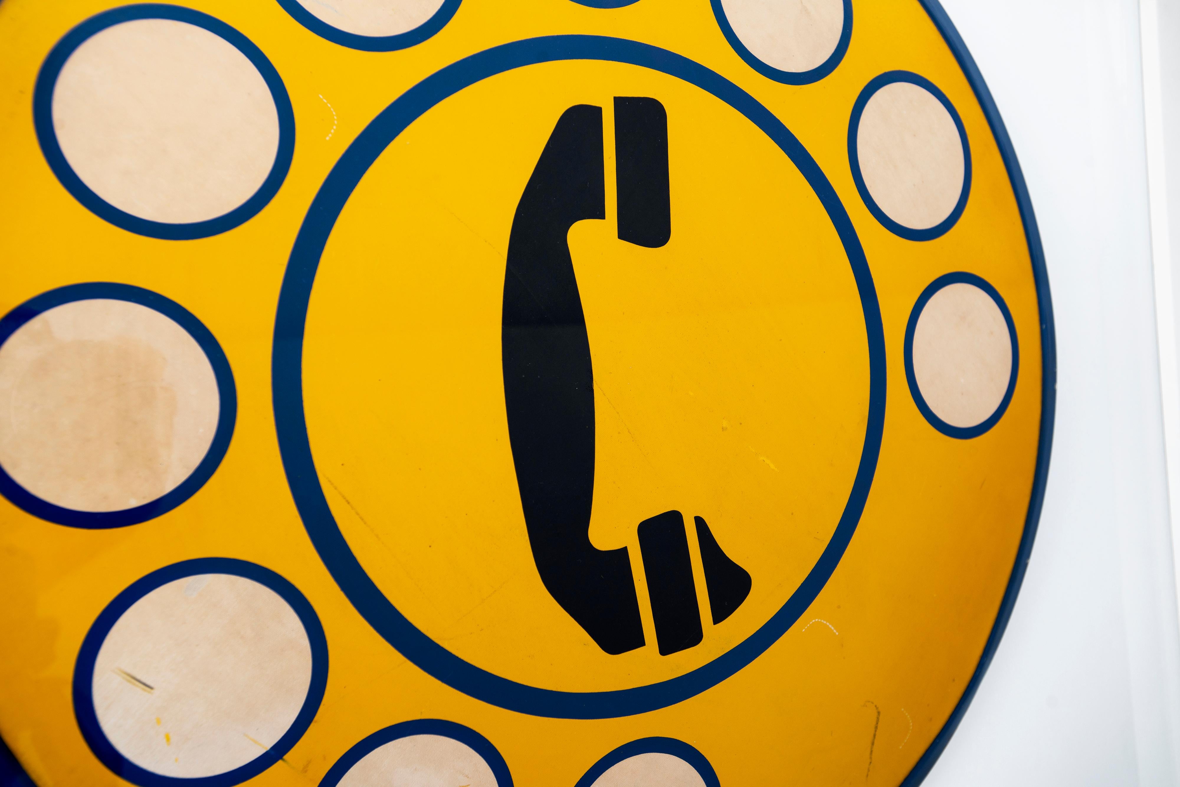1950s Italian Enamel Telephone Sign In Good Condition In Beverly Hills, CA
