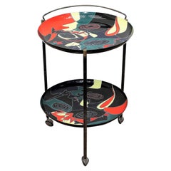 Midcentury Vintage Table Enameled Tray Stand by Siva Poggibonsi Italy  1950s