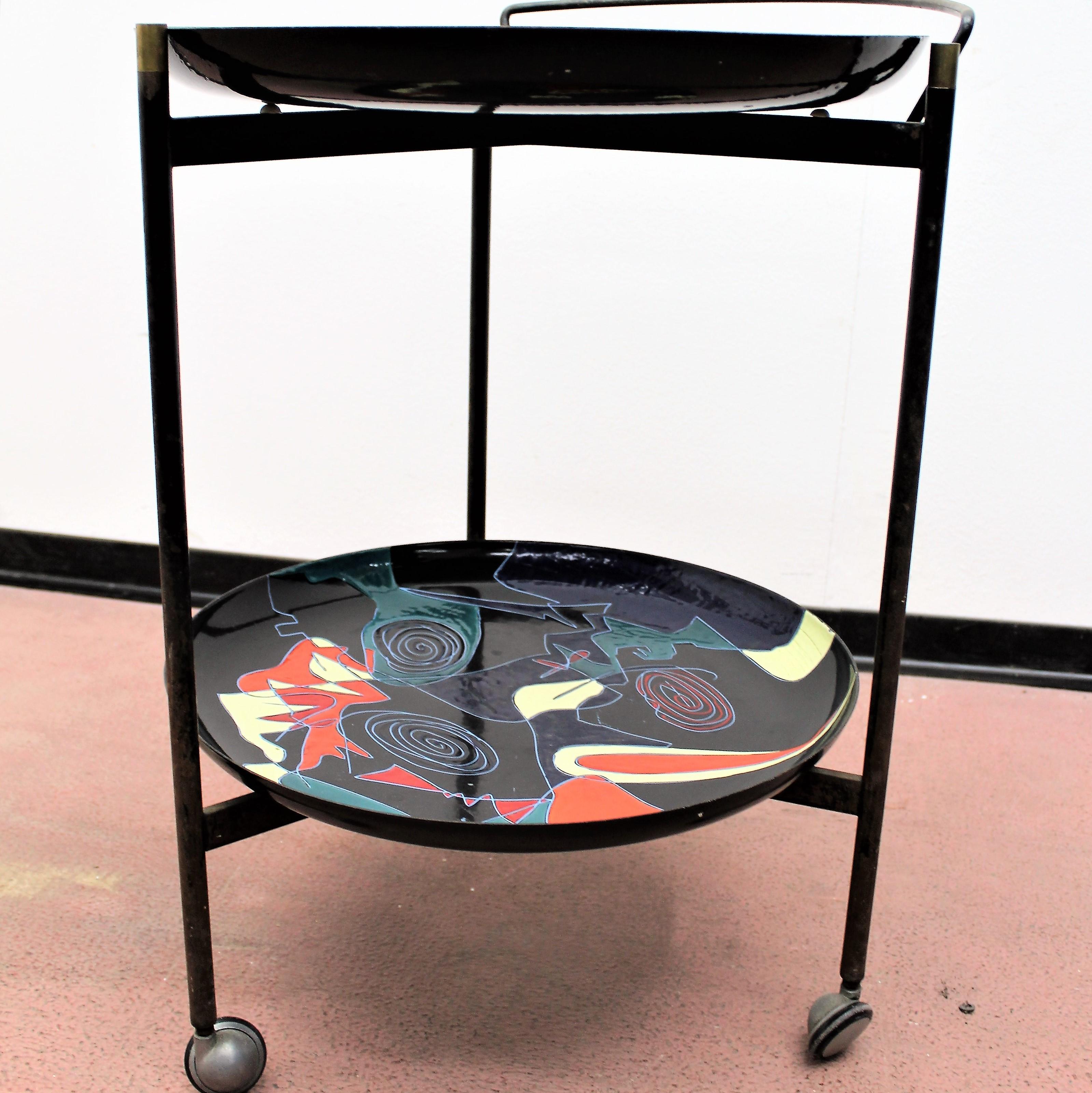 Mid-20th Century  Midcentury Vintage Table Enameled Tray Stand by Siva Poggibonsi Italy  1950s 