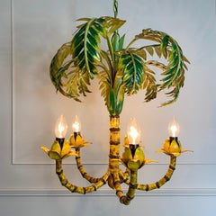 1950s Italian Faux Bamboo Palm Tree Chandelier