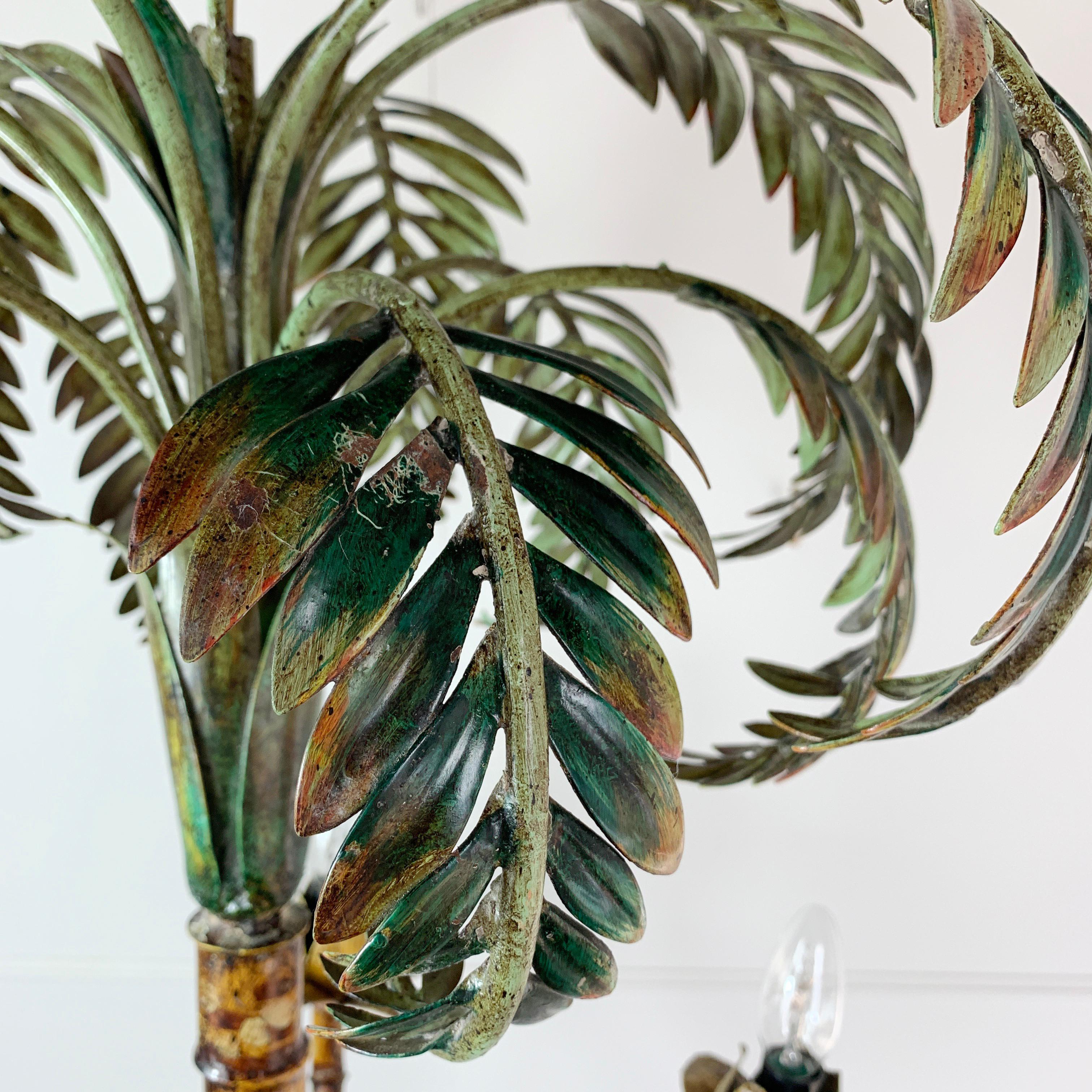 1950s Italian Faux Bamboo Palm Tree Chandelier In Good Condition In Hastings, GB