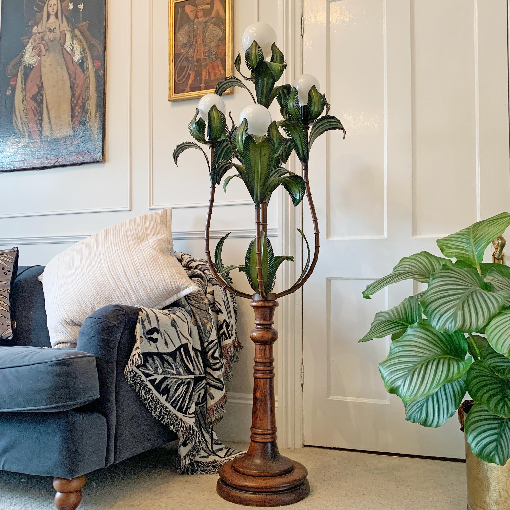 1950's Italian, Faux Bamboo Palm Tree Floor Lamp 4