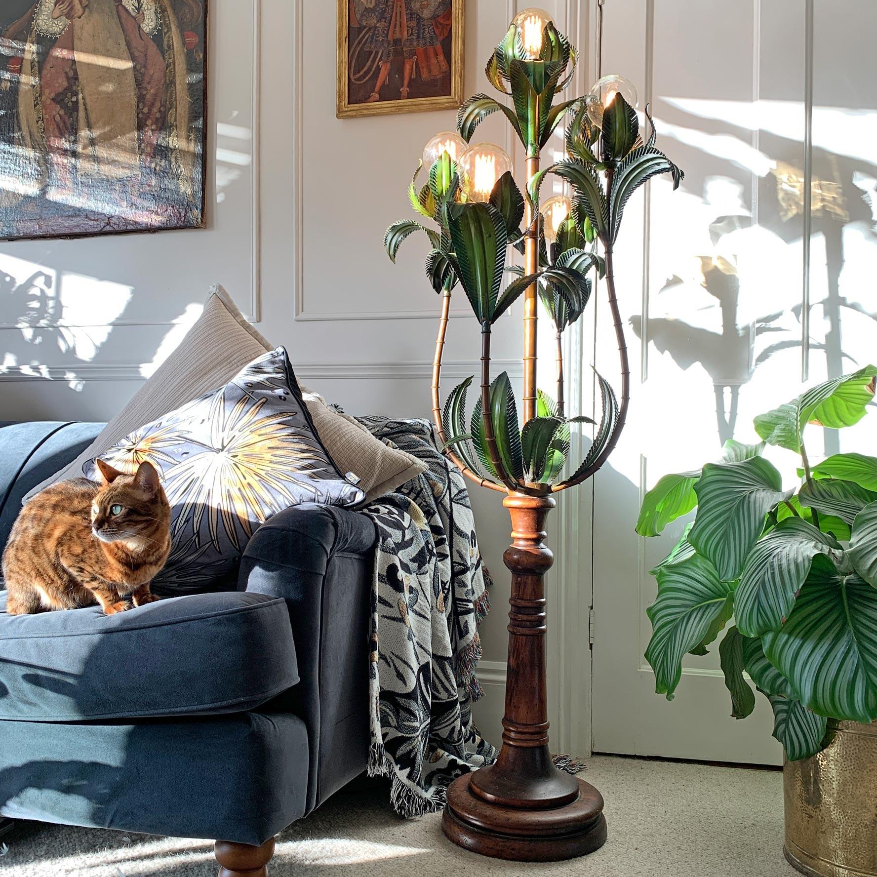 1950's Italian, Faux Bamboo Palm Tree Floor Lamp 6