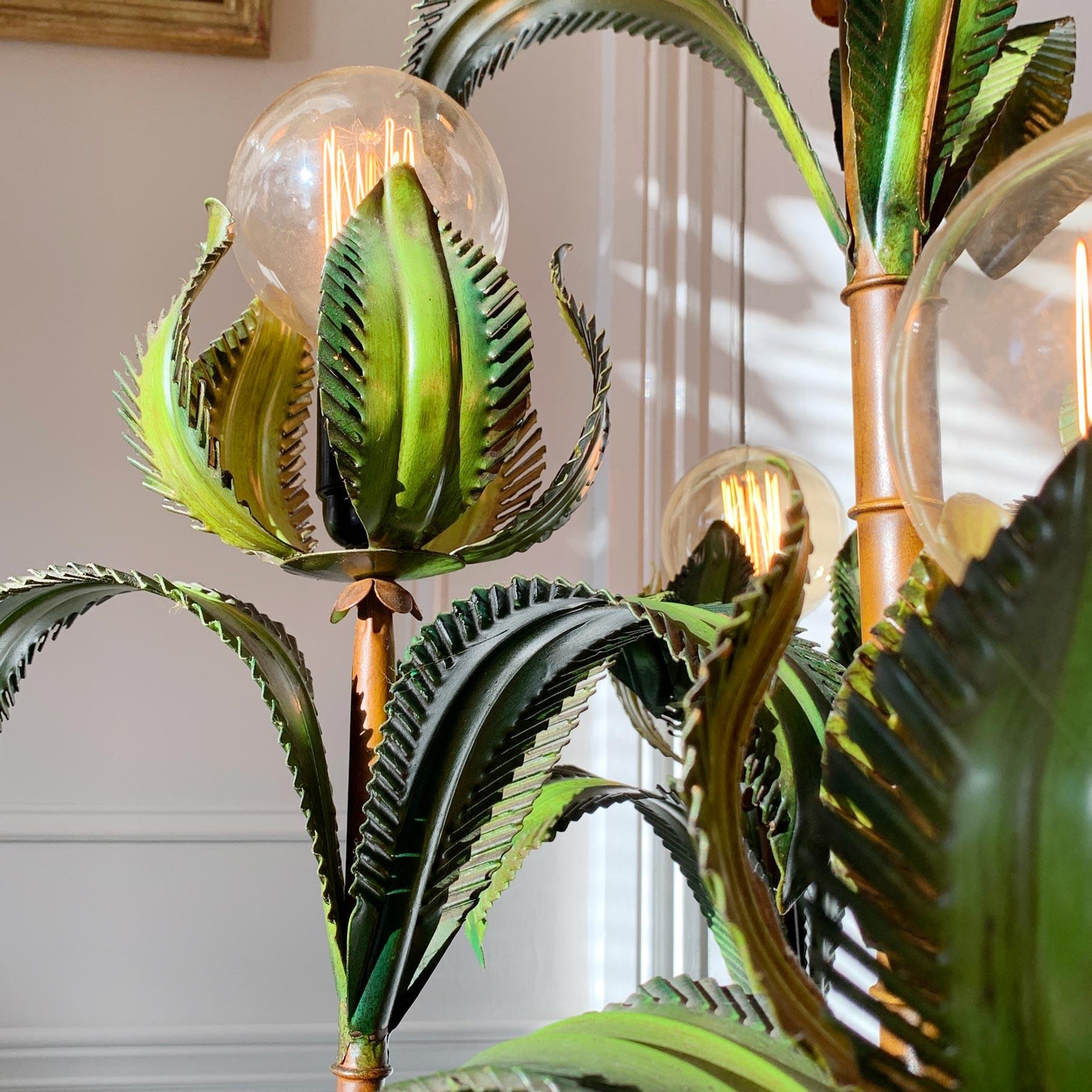 1950's Italian, Faux Bamboo Palm Tree Floor Lamp 8