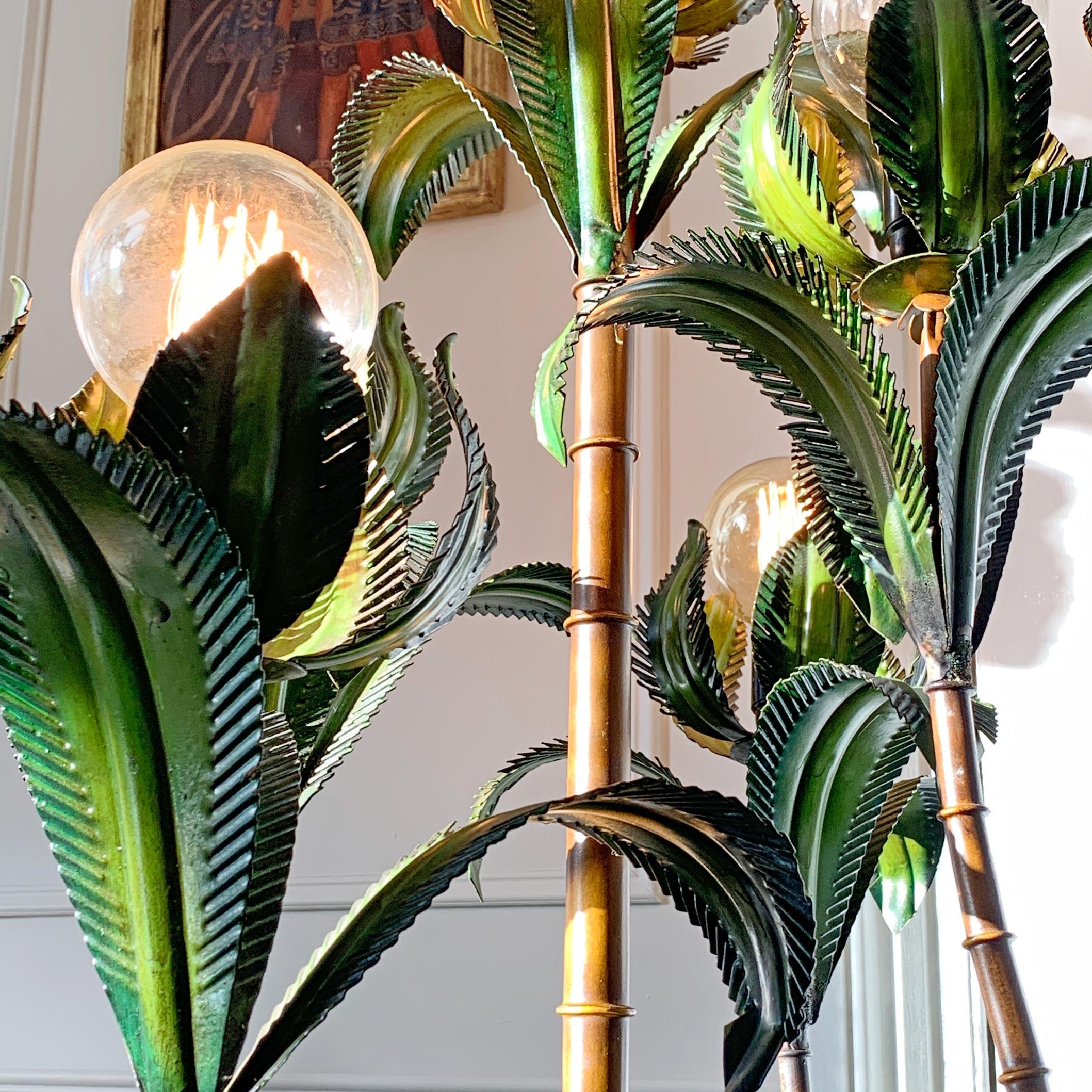 1950's Italian, Faux Bamboo Palm Tree Floor Lamp 10