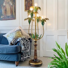 Lampadaire italien en faux palmier et faux bambou des années 1950