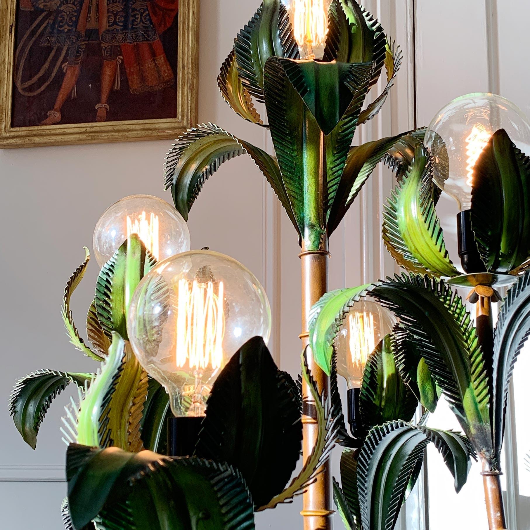 Mid-Century Modern 1950's Italian, Faux Bamboo Palm Tree Floor Lamp