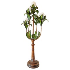 1950's Italian, Faux Bamboo Palm Tree Floor Lamp