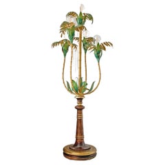 Vintage 1950's Italian, Faux Bamboo Palm Tree Floor Lamp