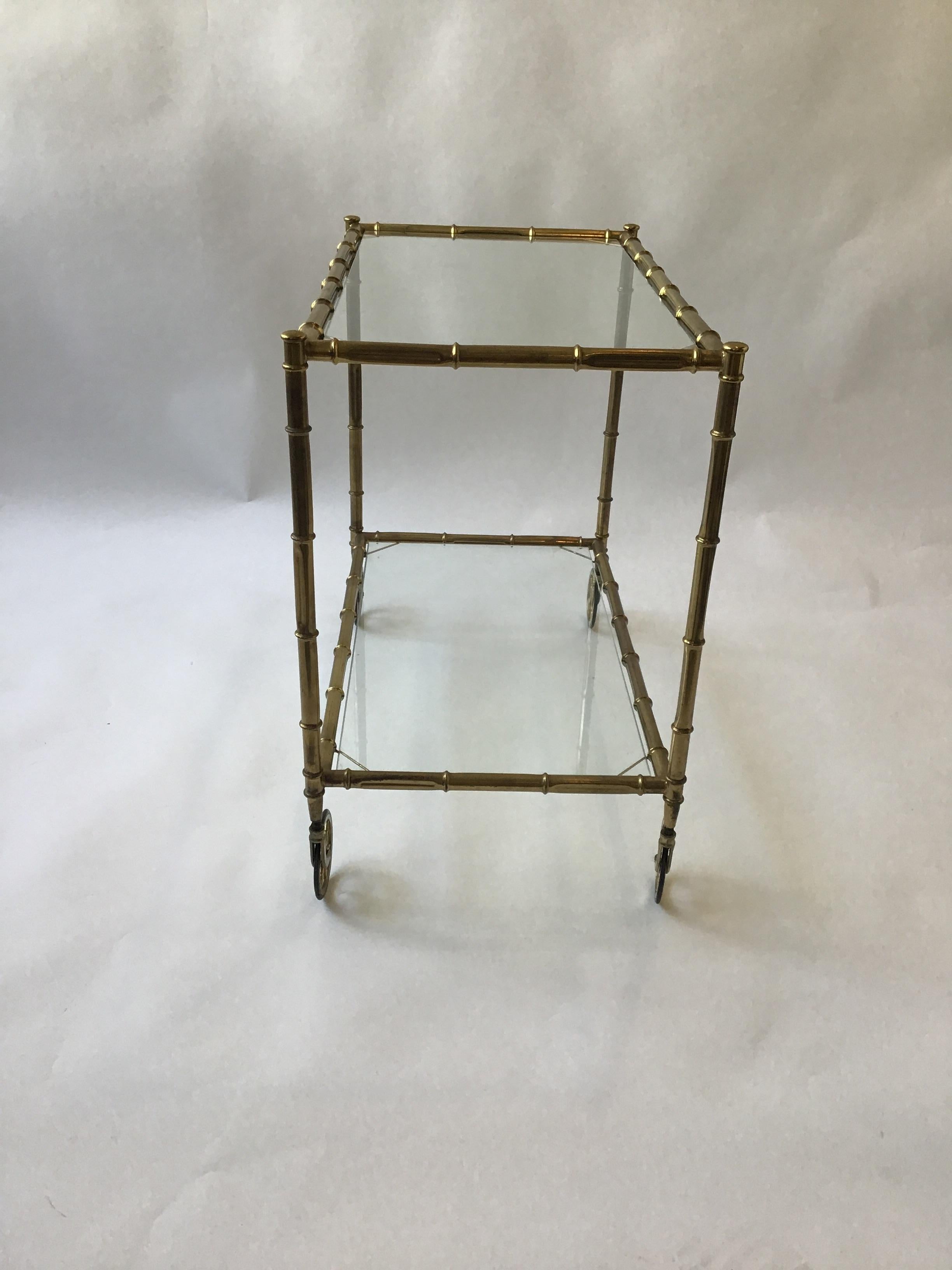1950s Italian Faux Bamboo Serving Cart In Good Condition In Tarrytown, NY