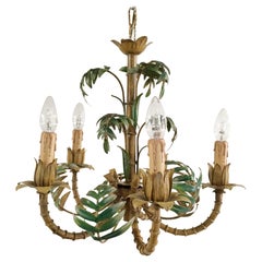 1950s Italian Faux Bamboo Tole Chandelier