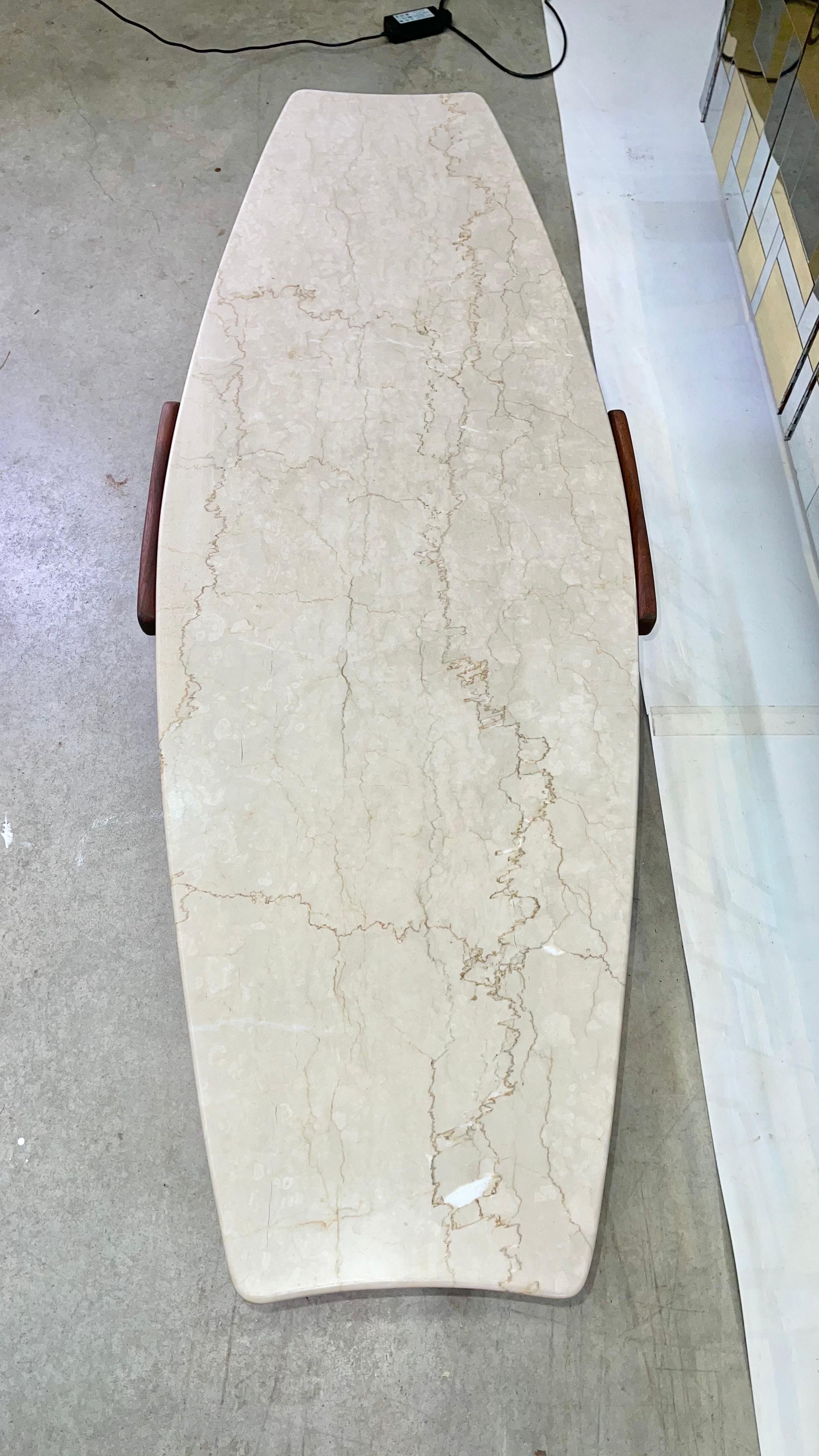 Erno Fabry Fishtail Surfboard Marble & Walnut Cocktail Table For Sale 1